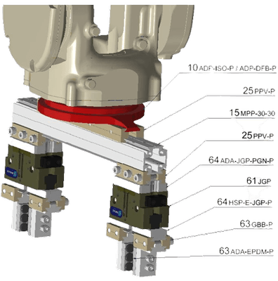 Adapter plate for igus® robots flange pattern and P13 prism